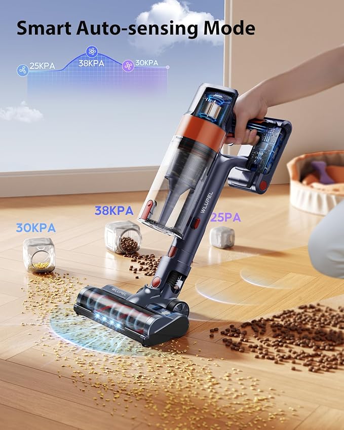38Kpa Cordless Vacuum Cleaner 450W Cordless Vacuum Cleaner Up to 55 Mins Runtime with 1.5L Dust Cup&ampLED Display Purple