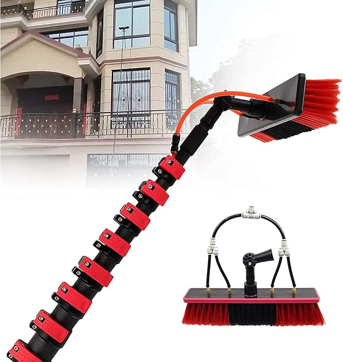 Glass Cleaning Brush Home Water Fed Telescopic Pole Kit Solar Panel Brush Rotating for Photovoltaic Panel3.6-10.8M Water Fed Telescopic Brush Water Fed Conservatory Roof Cleaner Telescopic