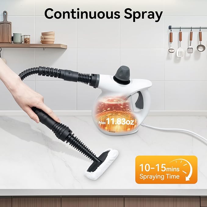 Handheld Steam Cleaner 1050W High Temperature 239°F Steamer for Cleaning Floors Windows Cars Kitchen &amp Bathroom with 7 Accessories Pressurized Handheld Multi-Surface Portable Deep Steam Clea