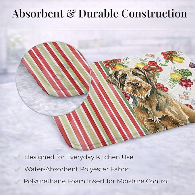 Caroline's Treasures Chestnut Wirehaired Pointing Griffon Vegetables Dish Drying Mat Absorbent Dish Drying Mat Pad for Kitchen Counter Dish Drainer Mat for Countertop 14 x 21 Multicolor
