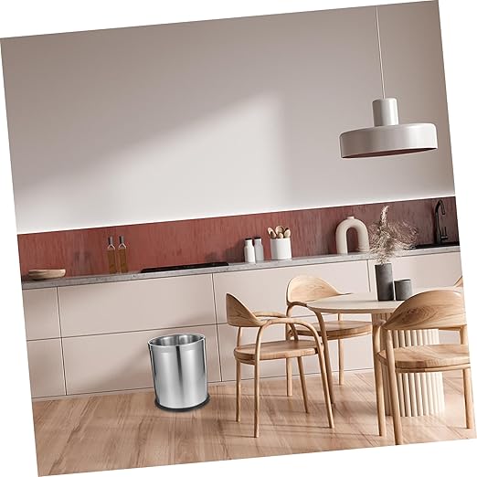 Office Bin Stainless Steel Trash Can Wastebasket Modern Table Trash Basket