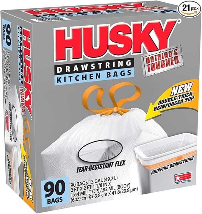 Husky Hk13xhf090w-xr Kitchen Trash Bags 13 Gallon Capacity