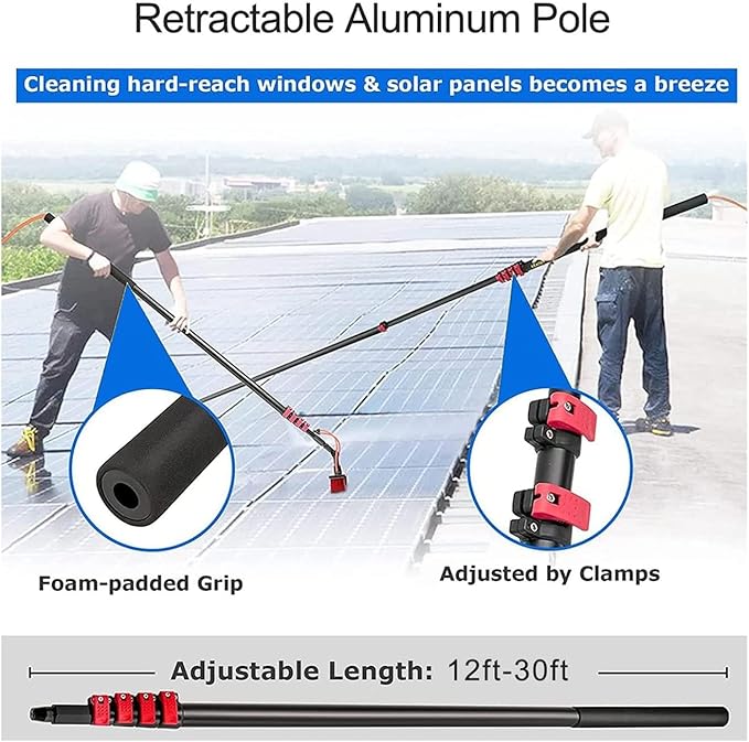 Water Fed Window Cleaning Pole 7.2 m/24ft Telescopic Window Cleaner Conservatory Roof Cleaner Cleaning Photovoltaic and Solar Panels Extendable Cleaner Conservatory Conservatory Roof Clea