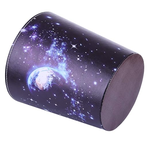 Leather Trash Can Decorative Waste Basket 10L Capacity Small Waste Paper Basket Waterproof Garbage Can for Bathroom Bedroom Office Kitchen and Living Room - Starry Sky