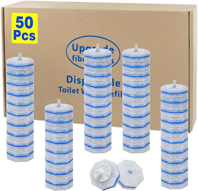 50pcs Disposable Toilet Wand Refills for CloroxReplacement Brush Heads Compatible with Most Toilet Wand Refill SystemUpgrade Fiber Cleaner Heads for Closestool Cleaning（not Included Brush Rod）