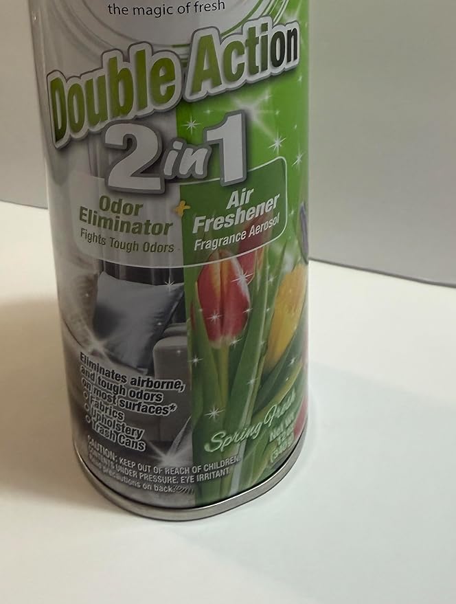 Odor Eliminator Double Action 2-in-1 Odor Eliminator and Air Freshener Aerosol Spray Spring Fresh Scent 12 oz (2 Pack)