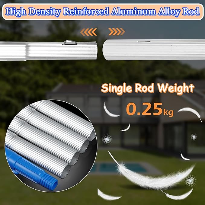 55.7ft Window Cleaning Pole with Hose Fed Water System Telescopic Extendable Pole for Solar Panels Conservatories Trucks Boats and Cars