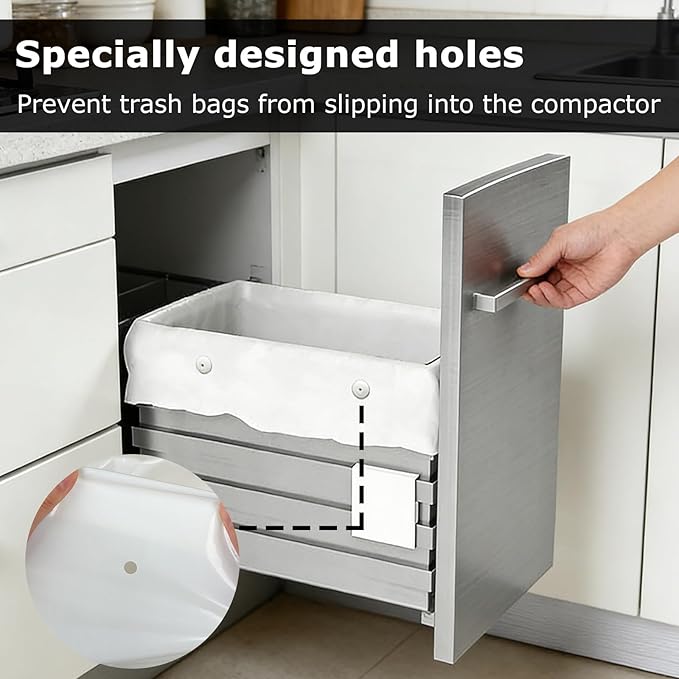 Heavy Duty Trash Compactor Bags for Kitchen Leak Proof 2.6 MIL Thickened Garbage Compactor Bags Compatible with Whirlpool Kenmore Jenn-Air 15 inch Rectangular Drawer Compactors - 30 pack
