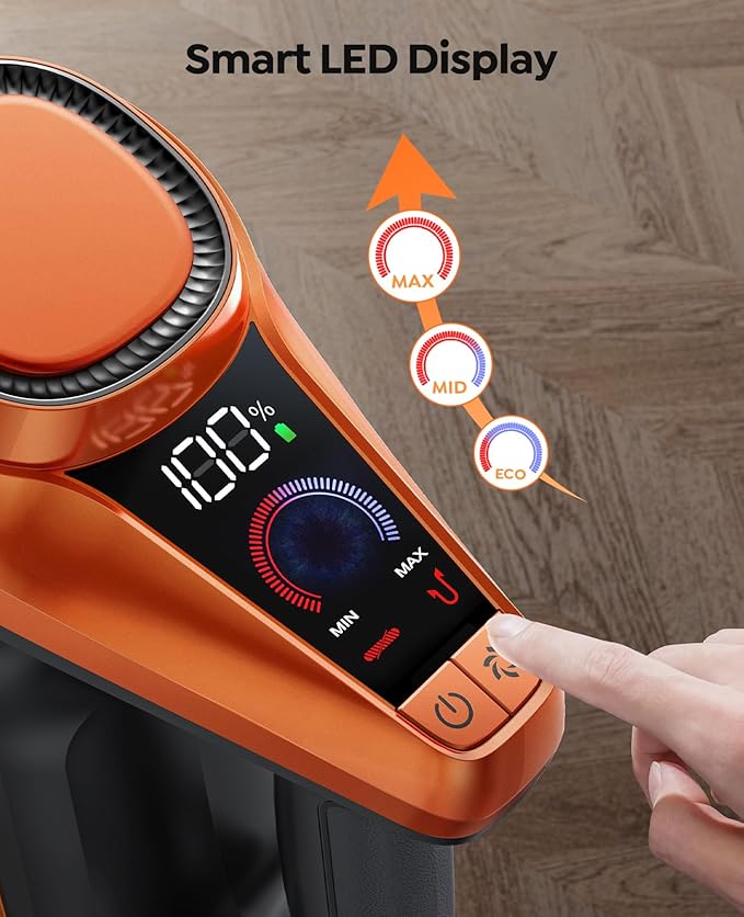 Fieety Cordless Vacuum Cleaner 550W 45KPA 60Mins Powerful Vacuum Cleaners for Home 1.6L Dust Cup LED Display Anti-Tangle Self-Standing Stick Vacuum for Carpet/Hardwood Floor/Pet Hair/Car