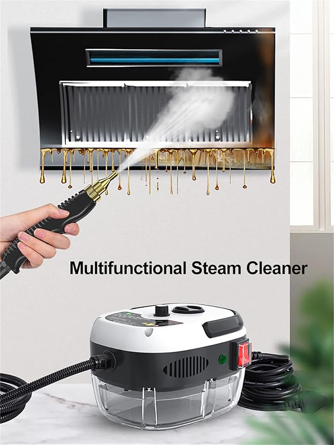 2500W High Pressure Steam Cleaner Hand-Held Portable Steam Cleaning Machine Six Gears Adjustablefor Home Use Grout Tile Car Detailing Kitchen Bathroomwith Cleaning kit ToolRed