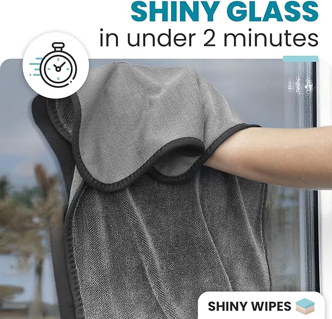 Shiny Wipes XL Window Drying Towel The Original Ultra Absorbent Twisted-Loop Design Streak-Free Towel Cloth for Shiny Windows No Streaks or Lint (1 Towel)