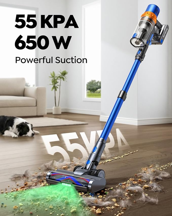 Cordless Vacuum Cleaner 650W/55KPa/70Mins Stick Vacuum with Bendable Wand 3.3 ft Hose Auto Mode Self-Standing Aromatherapy V-Shaped Anti-Tangle Brush for Hard Floor Carpet &amp Pet Hair (X13)
