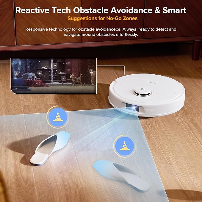 roborock Qrevo S5V Robot Vacuum and Mop FlexiArm Edge Mopping 12000Pa Suction Dual Zero-Tangle System Smart Obstacle Avoidance 10mm Mop Lifting Auto Mop Washing &amp Warm Air Drying White