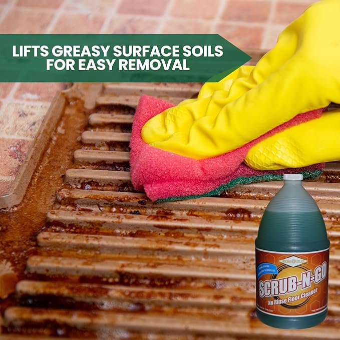 Sun-Glo SCRUB-N-GO - Bio-Enzymatic Multi-Surface Cleaner No Rinse for Floor Cleaner Grout Cleaner and Tile Cleaner Ideal for Kitchen Cleaner - 4x1 Gallon Case