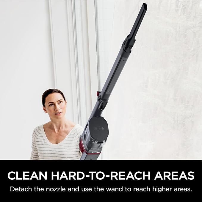 Shark Cordless Vertex Pro Lightweight Cordless Stick Vacuum with DuoClean PowerFins HEPA Fitler Anti-Allergen Complete Seal LED Headlights For Carpets &amp Hardfloors Red IZ662H
