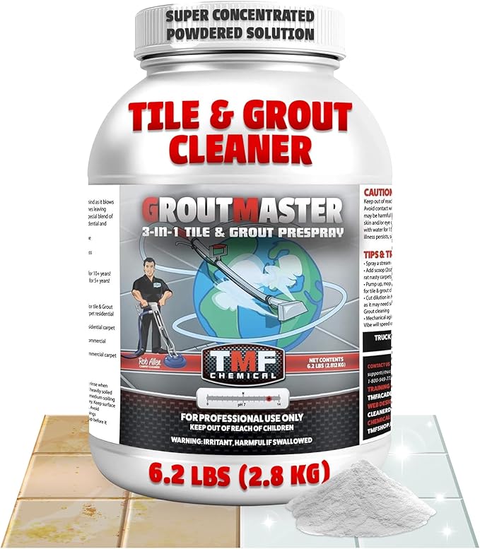 GroutMaster Tile &amp Grout Cleaner – Fast-Dissolving Powdered Solution for Deep Cleaning Concrete Stains Grease &amp Tough Stains Ideal for Residential &amp Commercial Use 6.5 lbs