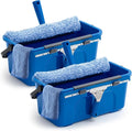2 Set 14 Pcs Window Cleaning Kit Include 3 Gallon Cleaning Bucket Silicone Squeegee Microfiber Scrubber Cloth All-in-one Window Washing Tools Supplies for Commercial Household Use