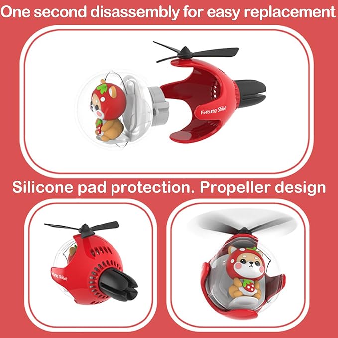 2 Pcs Pilot Car Air Freshener Cute Dog Car Vent Clip Air Freshener Automotive Air Outlet Fan Diffuser Automotive Interiors Vent Decoration (Red+Green)