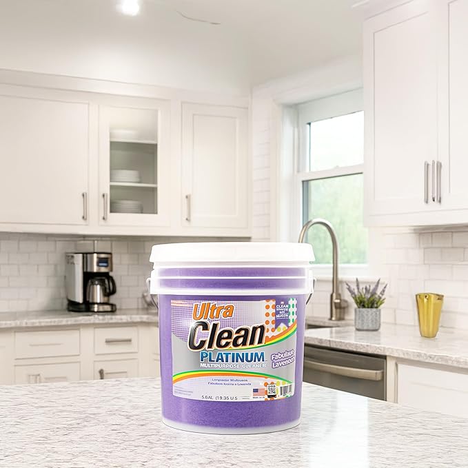 Ultra Clean Platinum Multipurpose Cleaner Non-Abrasive and Bleach-Free for Kitchen Counters Bathroom Floors and Garage Spaces Lavender 5 Gallons