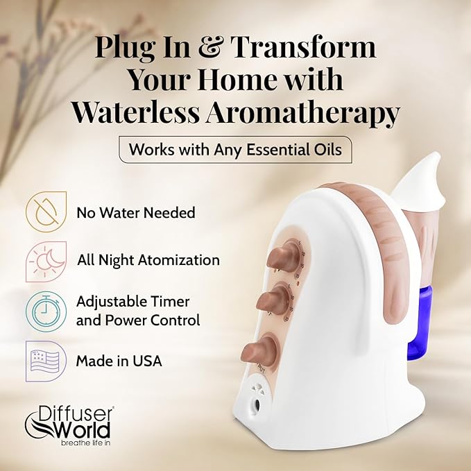 1000 Sq Ft Waterless Diffuser for Essential Oils Made in USA Bronze Waterless Aroma Atomizer for Large Room Fragrance Air Diffuser for Home Scent Machine Air Aromatherapy Oil Diffusers