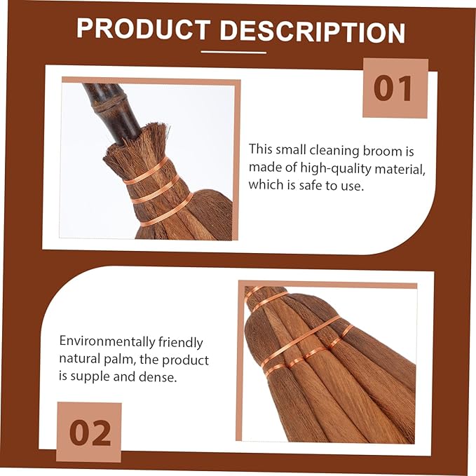 Natural Material Boys and Girls' Broom Small Broom Tool 59-15cm Palm-fibers Compact Size Sturdy Lightweight