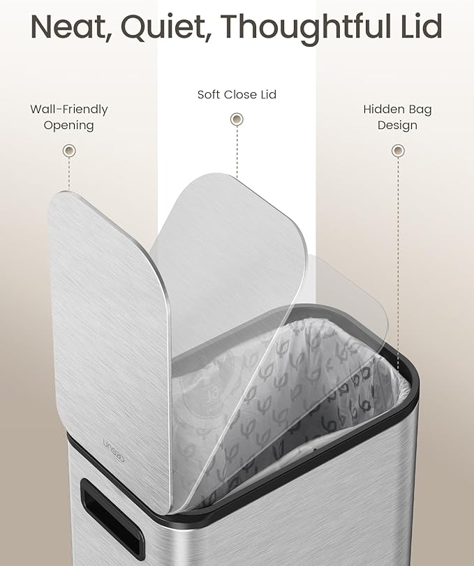 Cesun Small Bathroom Trash Can with Lid Soft Close Step Pedal 5 Liter / 1.3 Gallon Stainless Steel Garbage Can with Removable Inner Bucket Waste Basket for Bathroom Bedroom (Silver)