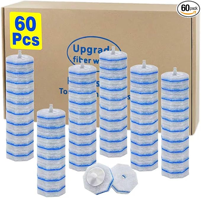 60pcs Disposable Toilet Wand Refills for CloroxReplacement Brush Heads Compatible With Most Toilet Wand Refill SystemUpgrade Fiber Cleaner Heads for Closestool Cleaning.（not included brush rod）