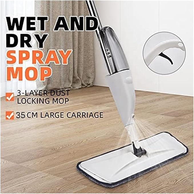 Spray Mop 360° Rotation Reusable Microfiber Pads Cleaner with Refillable Bottle for Home Kitchen Hardwood Floor Cleaning(1mop5cloth)