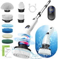 TUYU Electric Spin Scrubber Full-Body IPX7 Waterproof Bathroom Scrubber with Power LCD Display 8 Replacement Head Adjustable Extension Handle Cordless Shower Cleaner Brush for Bathtub Cleaning