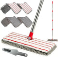 Microfiber Mops for Floor Cleaning Flat Dust Mop with 4 Washable Pads Dual-Sided Flip Mop for Wet &amp Dry Use Extendable 62’’ Handle with Scraper Floor Mops for HardwoodLaminateVinylKitchenT