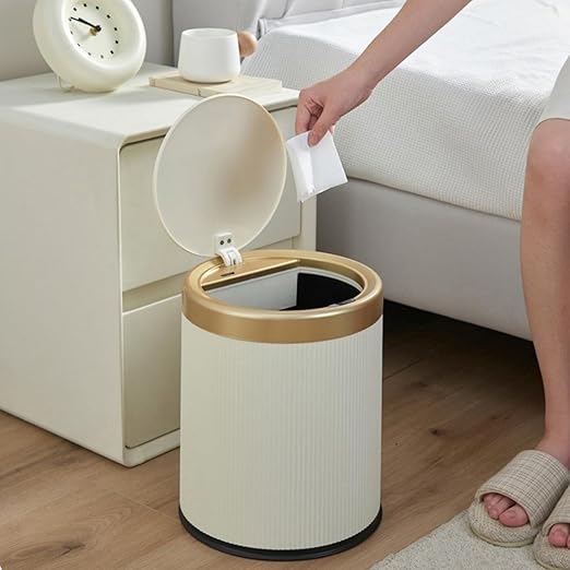 URALFA 3.7 Gallon Motion Sensor Bathroom Trash Can with LidAutomatic Waterproof Touchless Garbage Can Smart Plastic Trash Bins Suitable for Toilet Office Bedroom Kitchen (Cream White)