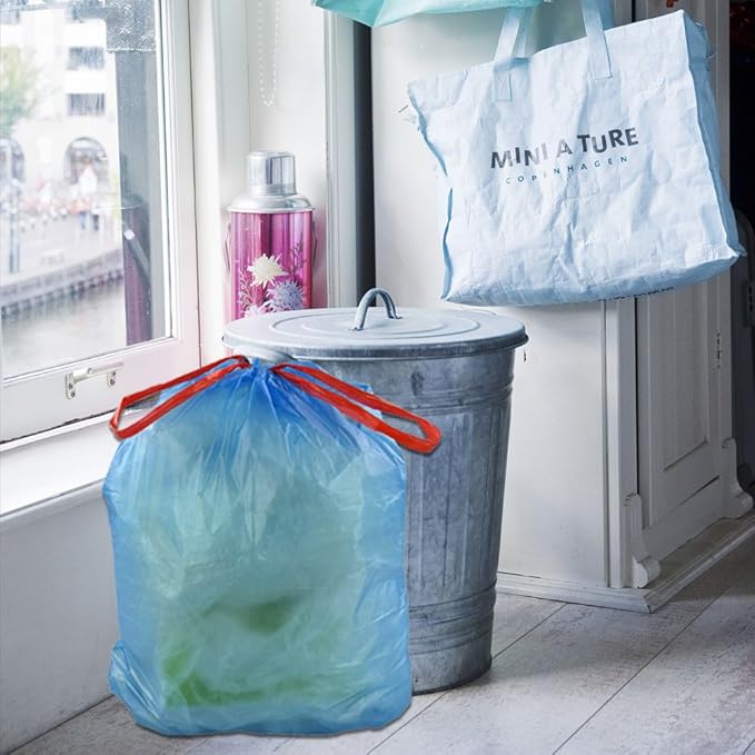 Fiaze 13 Gallon Drawstring Trash Bags 200 Counts (Blue)