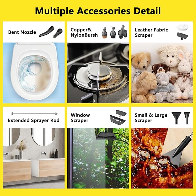 2026 New 3 Level Adjustable Pressurized Handheld Steam Cleaner for Home 10s Heat-Up Handheld Steamer for Cleaning 1.6 Qt Tank Portable Steam Cleaner Handheld for CarGroutTileCouchFloor