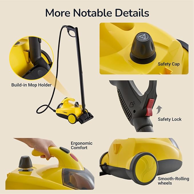 STEAMBOT® Heavy Duty Steam Cleaner with 2L Large Water Tank 28-in-1 Multipurpose steam cleaner for home High Temperature Deep Cleaning for Grout Floor Tile Oven Car Window&ampKitchenno chemic