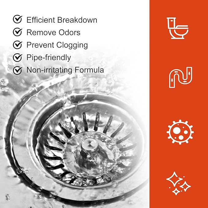 Drain Unblocker Powder for Toilets Sinks &amp Drains - Dissolves Hair Grease and Clears Clogs Eliminates Odors Keeps Pipes Fresh(2PCS)