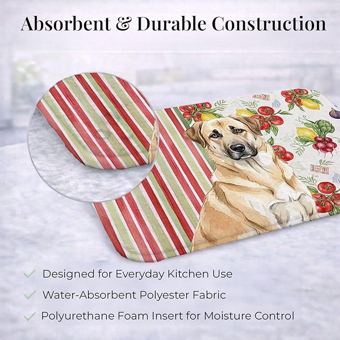 Caroline's Treasures Anatolian Shepherd Dog Vegetables Dish Drying Mat Absorbent Dish Drying Mat Pad for Kitchen Counter Dish Drainer Mat for Countertop 14 x 21 Multicolor