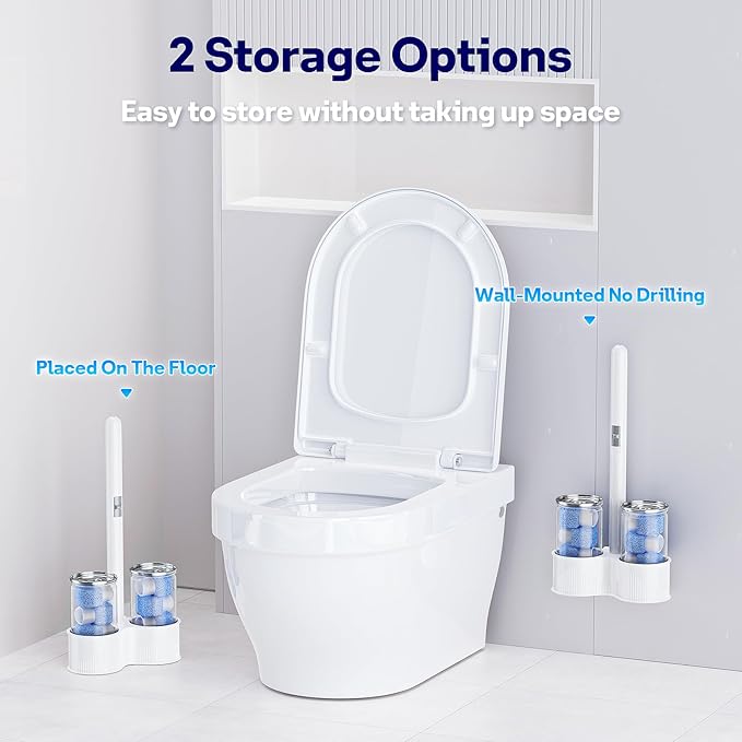8 Pack Pumice Stone Toilet Bowl Set with 18 in Extra Long HandleWhite Holder Case8 Pack in 2 Cans Pumice Stone Toilet Refills Heads