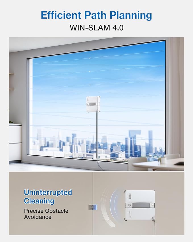 ECOVACS WINBOT MINI2 Window Cleaning Robot Robot Window Cleaner with 6 Smart Cleaning Modes Win-SLAM 4.0 Navigation Automatic Glass Cleaner for Windows Mirrors &amp Glass Doors
