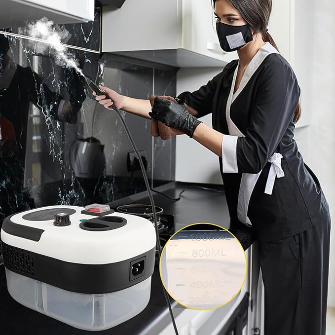 BAFOVY Handheld Steam Cleaner 2500W High Pressure High Temperature Steam Cleaning Device 6 Gears Multipurpose Steam Cleaner 1.2L Water Tank Ideal for Home Car Kitchen Cleaning (US Plug 110V)
