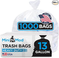 Clear 13 Gallon Trash Bags – Bulk 1000 Count – Tall Kitchen Garbage Bags – 13 Gal Unscented Plastic Can Liners for Bathroom Office Janitorial Commercial Industrial Municipal – Drawstring-Free