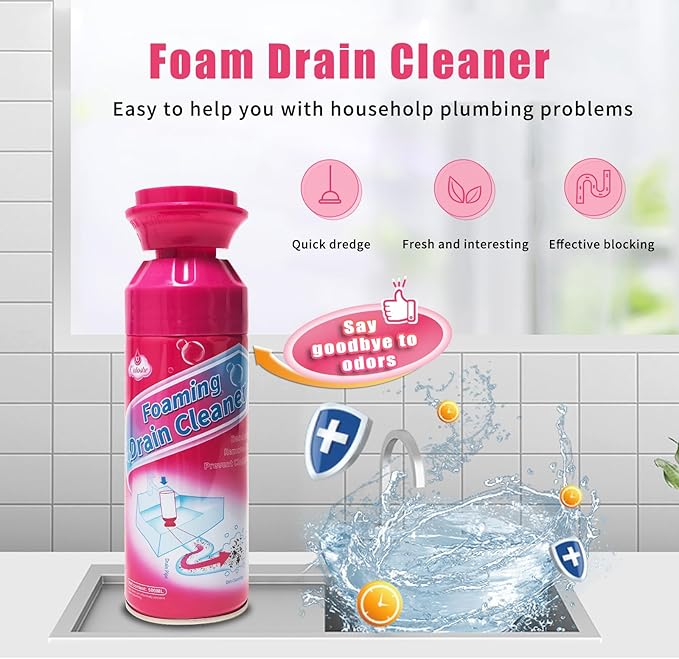 Drain Cleaner Foaming Drain Cleaner and Deodorizer Drains Clog Remover for Bathroom Sinks Washbasin Tubs (2 PCS)
