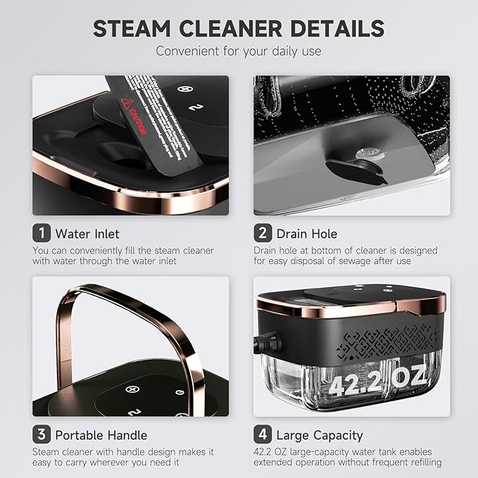 Steam Cleaner for Home Powerful Steamer for Cleaning 4Bar Pressure &amp 15S Instant Heat Multipurpose Cleaning Steamer with Replacement Heads for Home Dirt Grease Grout TileFloor Car Detaili