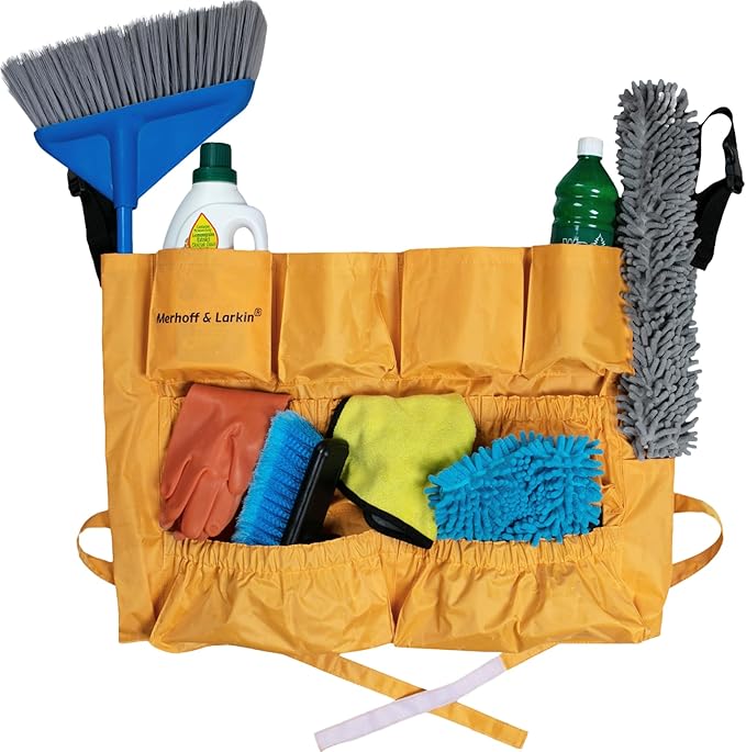 Trash Can Caddy Bag | Fits 32-55 Gallon Can | Brute &amp Uline Compatible | Heavy Duty Vinyl | Garbage Bin Apron | XL Commercial Size | Cleaning Caddy Organizer | Custodian &amp Janitorial Supplies