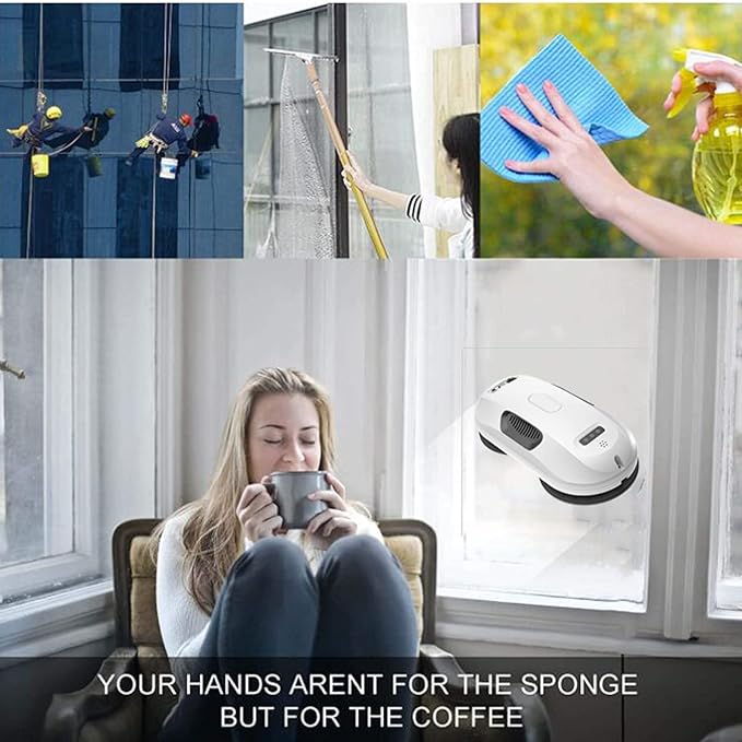 Window Cleaning Robot Hotel Apartment Household Electric Remote Control Glass Cleaning Robot Controlled by Remote Control for Interior/Exterior Highrise Windows/Glass