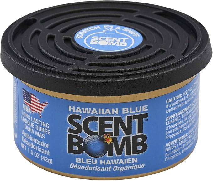 Scent Bomb Air Freshener Bundle - 1 oz &amp 8 oz Bottle Sprays Vent Clip Organic Cans Hanging Circle - Continuous Freshness &amp Long-Lasting Odor Eliminator for Car Home Bathroom - Hawaiian Bl