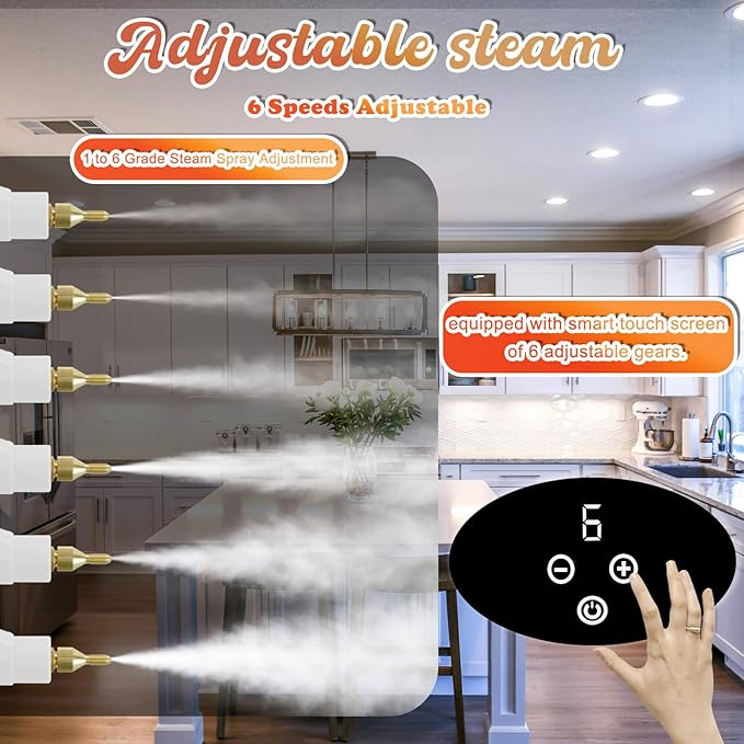 2500W Handheld Steam CleanerSteamer for Cleaning15SFast Heating High Pressure Portable Steam Cleaner w/5 Brushes and Extended Rod (White)