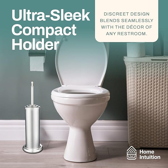 2 Pack Stainless Steel Modern Toilet Brush &amp Holder Set Bathroom Bowl Cleaner Brush with Caddy