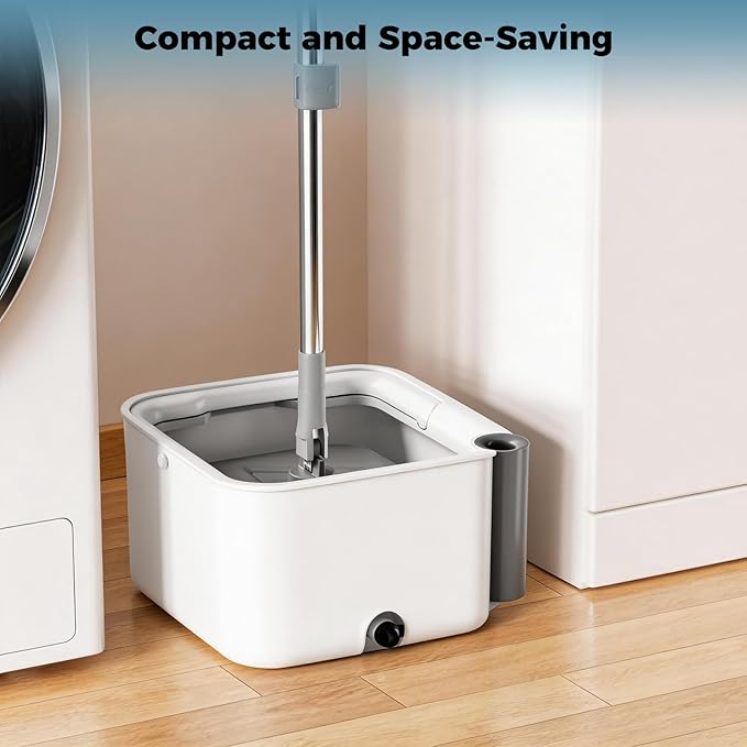 Masthome Mop and Bucket Set360° Square Spin Mop with Separate Dirty Water SystemVersatile Mops for Walls with 64 Extra Long Handle Telescopic2 Microfiber PadsMops for Home Floors Cleaning