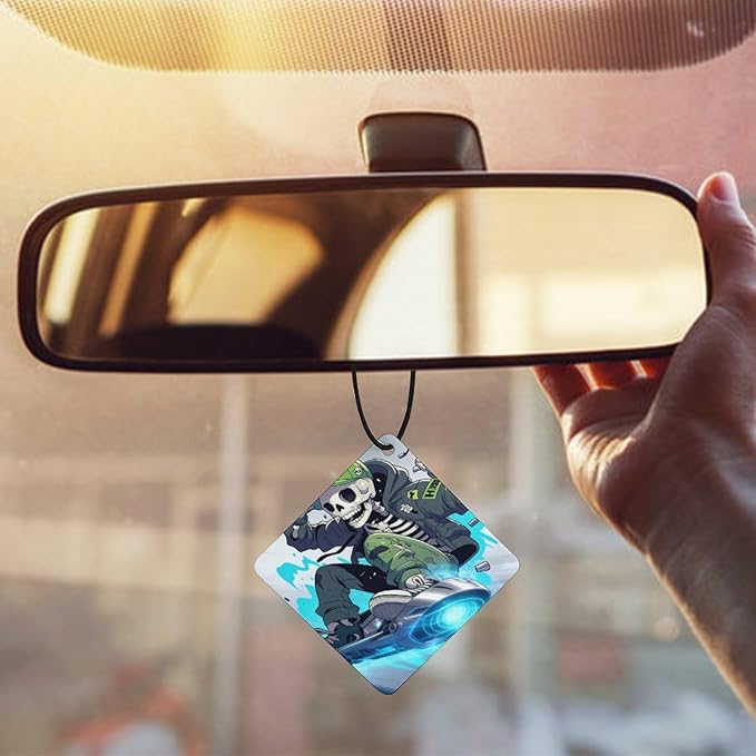 5PCS Car Air Freshener Hanging Personalized Double Sided Skull Skater Car Fresheners Long Lasting New Cars Scents Cute Automotive Freshies for Closets Drawers (tea)