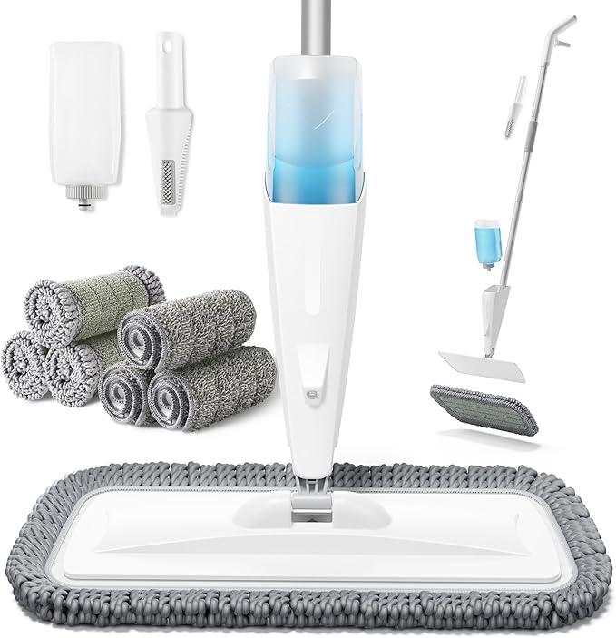 JOYMOOP Spray Mop for Floor Cleaning Dry &amp Wet Microfiber Cleaner with 18oz Refillable Bottle and 6 Replacement Pads for Home or Commercial Use